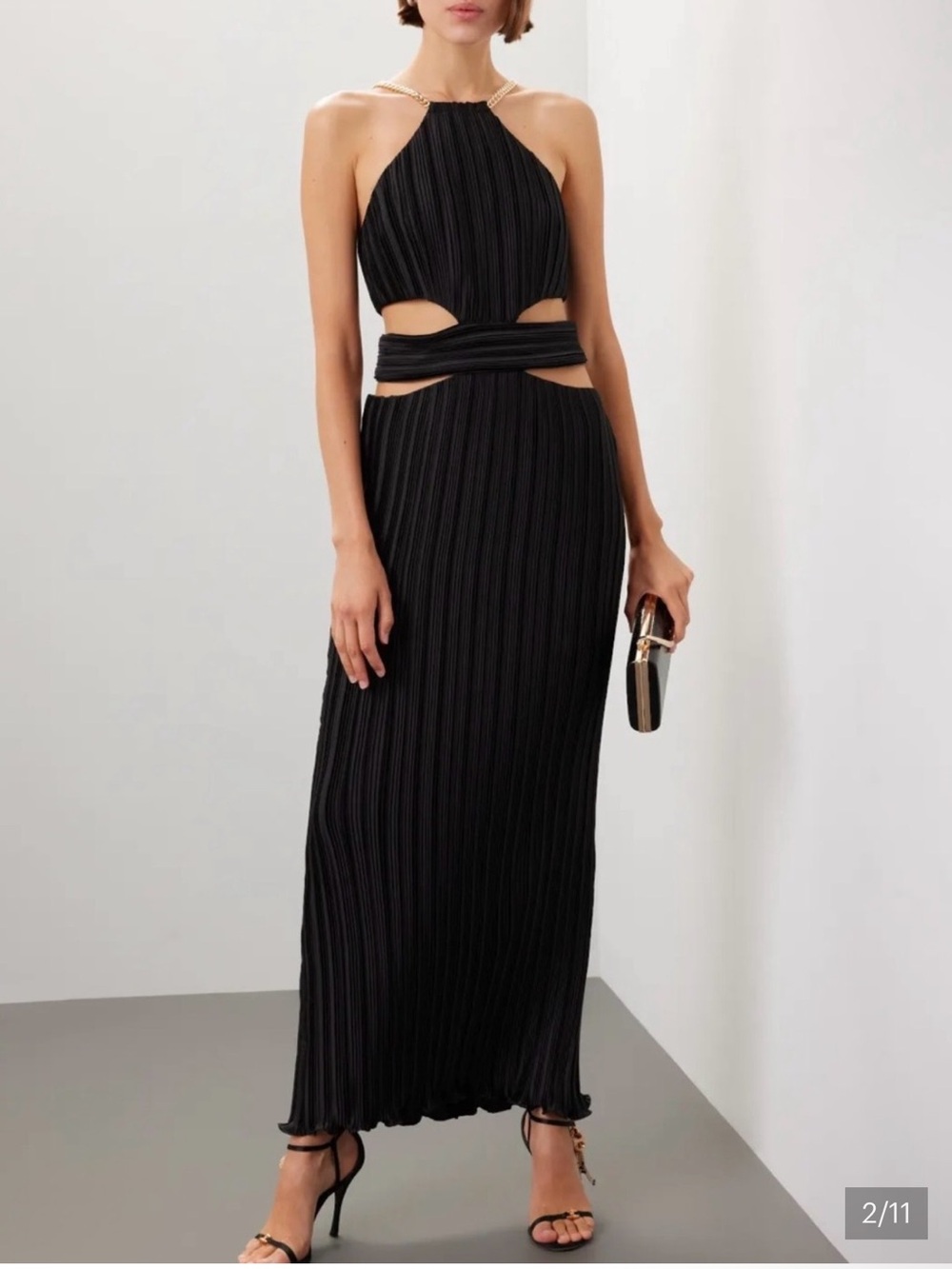 Aiifos Juliana Halter Black Cut‎ Out
Plisse Gown $725